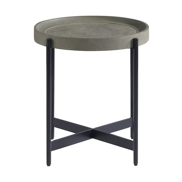 Alaterre Furniture Brookline 20" Round Wood with Concrete-Coating End Table AWBL18CC - main
